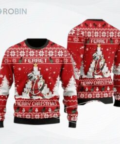Ferret Merry Christmas With Toilet Paper Ugly Christmas Sweater, Sweatshirt