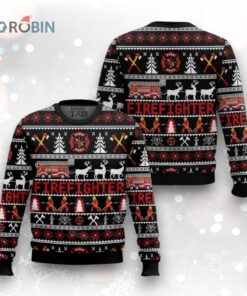 Firefighter Christmas Ugly Christmas Sweater Firefighter Christmas Ugly Christmas Sweater