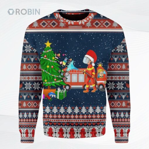 Firefighter Presents Ugly Christmas Sweater