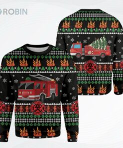 Firefighter Truck Ugly Christmas Sweater