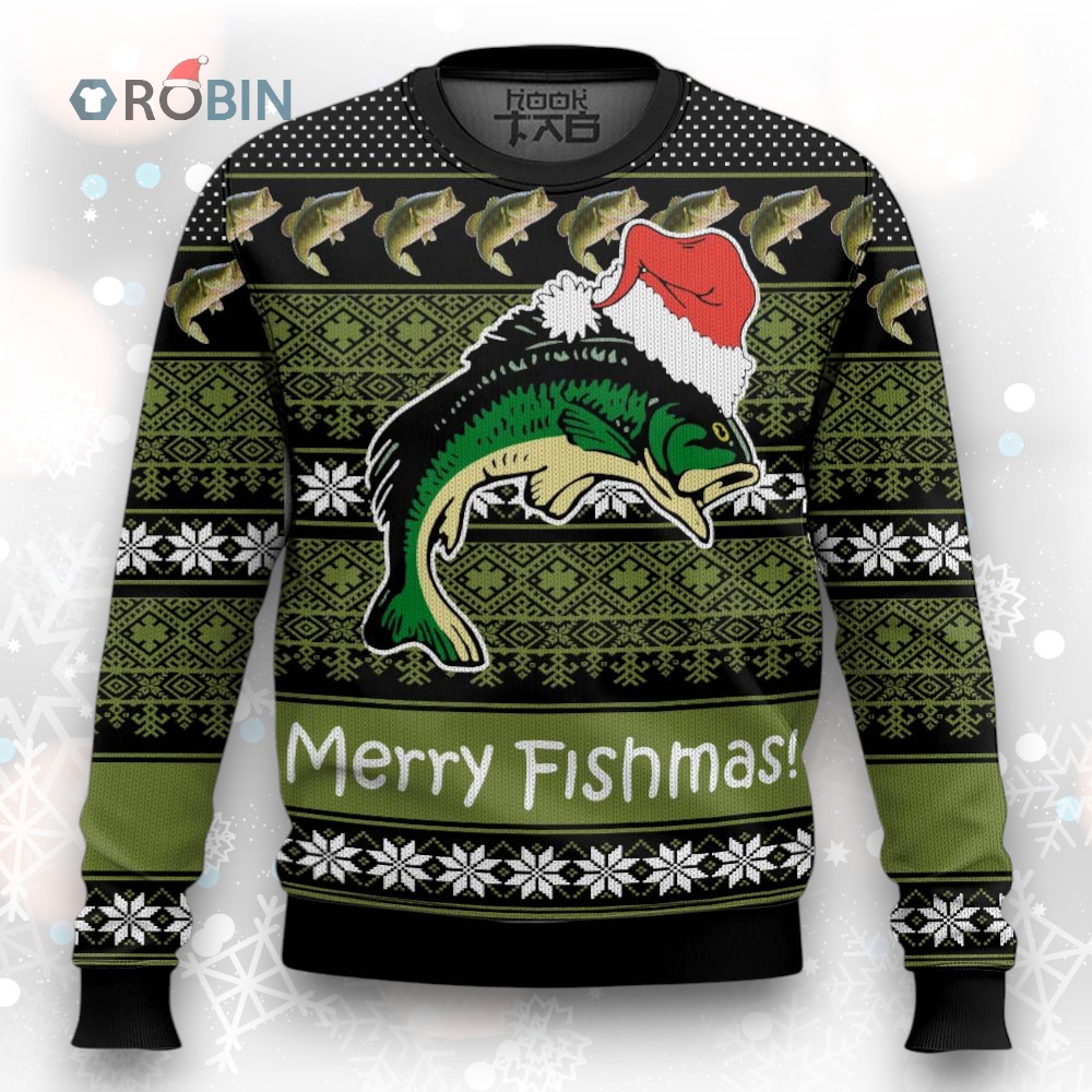 Fishing Merry Fishmas Ugly Christmas Sweater Fishing Merry Fishmas Ugly Christmas Sweater