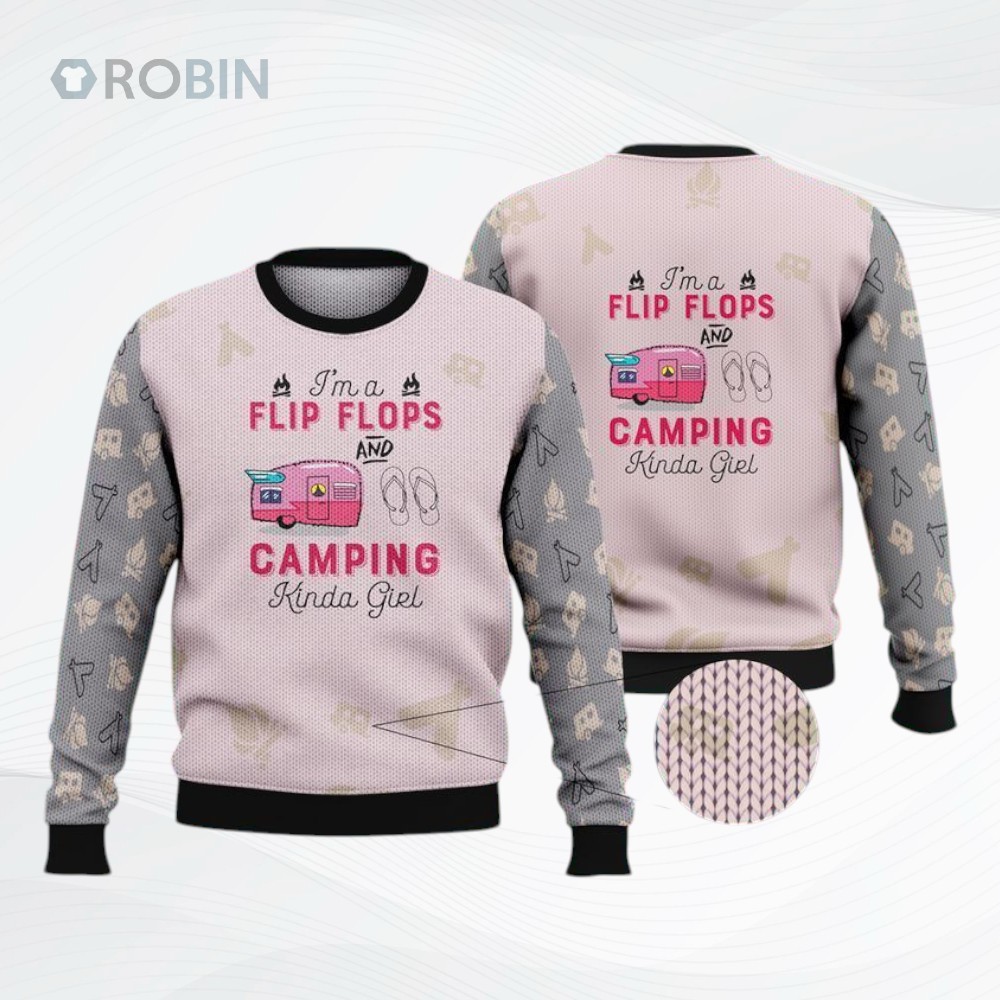 Flip Flops Camping Gril Ugly Christmas Sweater Flip Flops Camping Gril Ugly Christmas Sweater