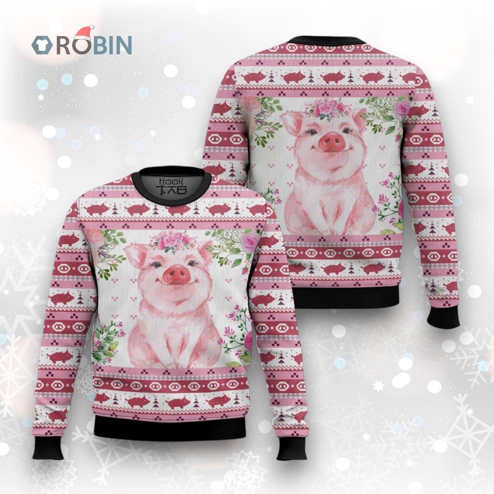 Floral Piggy Ugly Christmas Sweater Floral Piggy Ugly Christmas Sweater