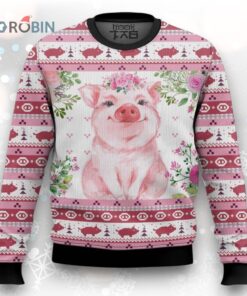 Floral Piggy Ugly Christmas Sweater