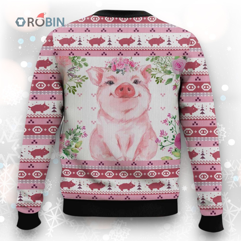 Floral Piggy Ugly Christmas Sweater Floral Piggy Ugly Christmas Sweater