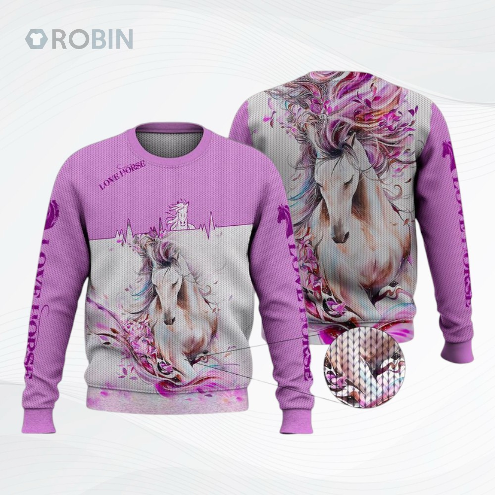 Flower Horse Purple Ugly Christmas Sweater Flower Horse Purple Ugly Christmas Sweater