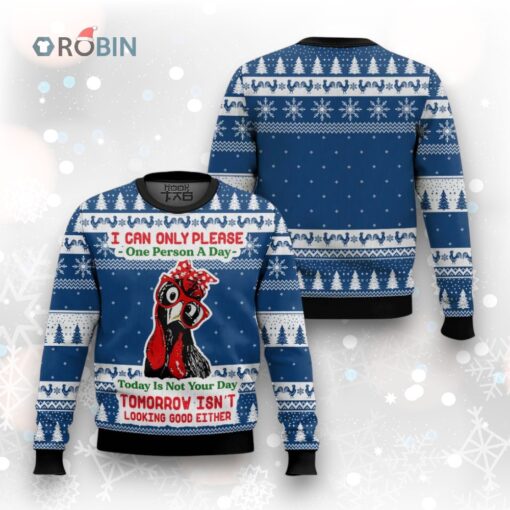 Funny Chicken Blue Christmas Ugly Christmas Sweater