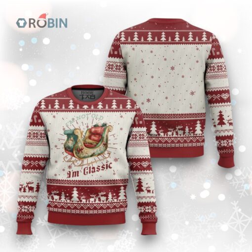 Funny I’m Not Old I’m Classic Ugly Christmas Sweater Vintage Santa Sleigh Christmas