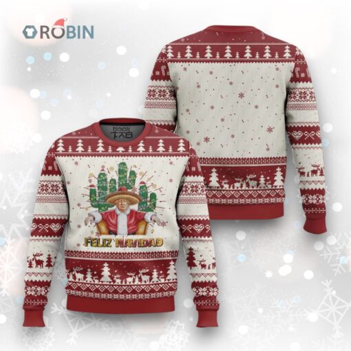 Funny Mexico Xmas Trump Ugly Christmas Sweater Feliz Navidad Trump Santa