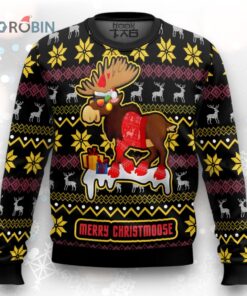 Funny Moose Graphic Ugly Christmas Sweater for Holiday Parties & Festive Celebrations