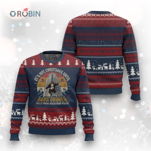 Funny Nakatomi Plaza Ugly Christmas Sweater It’s Not Christmas Until Hans Gruber Falls