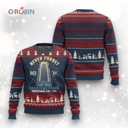 Funny Nakatomi Plaza Ugly Christmas Sweater Never Forget December 24 Xmas Eve 1988