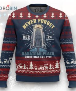 Funny Nakatomi Plaza Ugly Christmas Sweater Never Forget December 24 Xmas Eve 1988