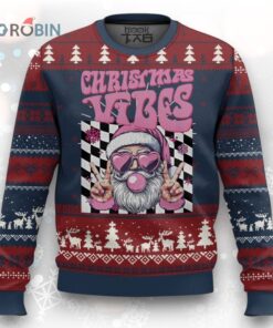 Funny Pink Santa Xmas Ugly Christmas Sweater Xmas Vibes Checkboard Funny Pink Santa Xmas Ugly Christmas Sweater Xmas Vibes Checkboard