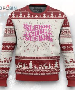 Funny Pink Xmas Ugly Christmas Sweater Sleigh Girl Sleigh Reindeer