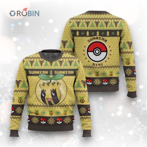 Funny Pokemon Sunkern Ugly Christmas Sweater   Retro Holiday Apparel