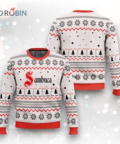 Funny Sambuca Ugly Christmas Sweater with Festive Holiday Print