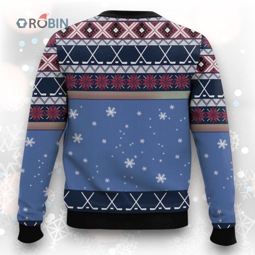 Funny Santa Playing Hockey Ugly Christmas Sweater Funny Santa Playing Hockey Ugly Christmas Sweater