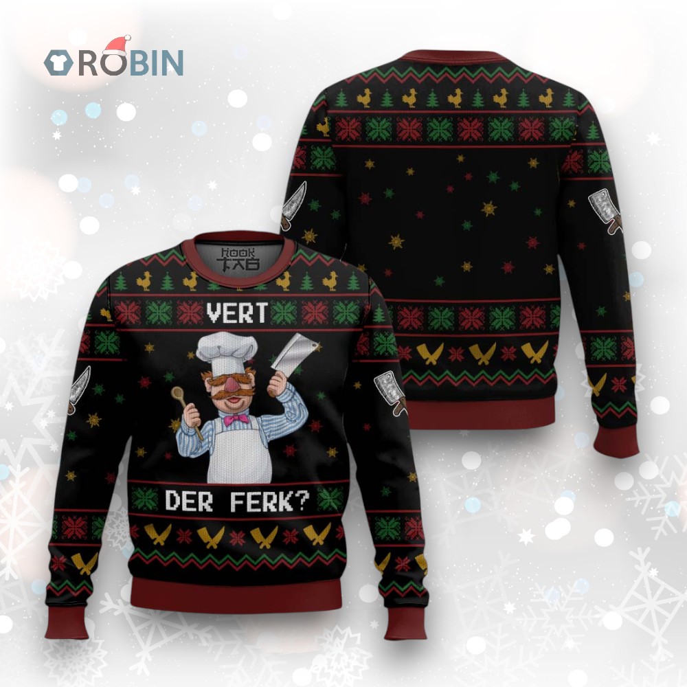 Funny Swedish Chef Ugly Christmas Sweater Festive Holiday Knitwear Funny Swedish Chef Ugly Christmas Sweater Festive Holiday Knitwear