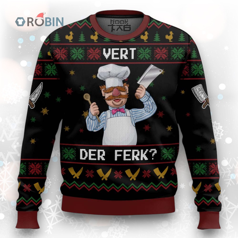 Funny Swedish Chef Ugly Christmas Sweater Festive Holiday Knitwear Funny Swedish Chef Ugly Christmas Sweater Festive Holiday Knitwear