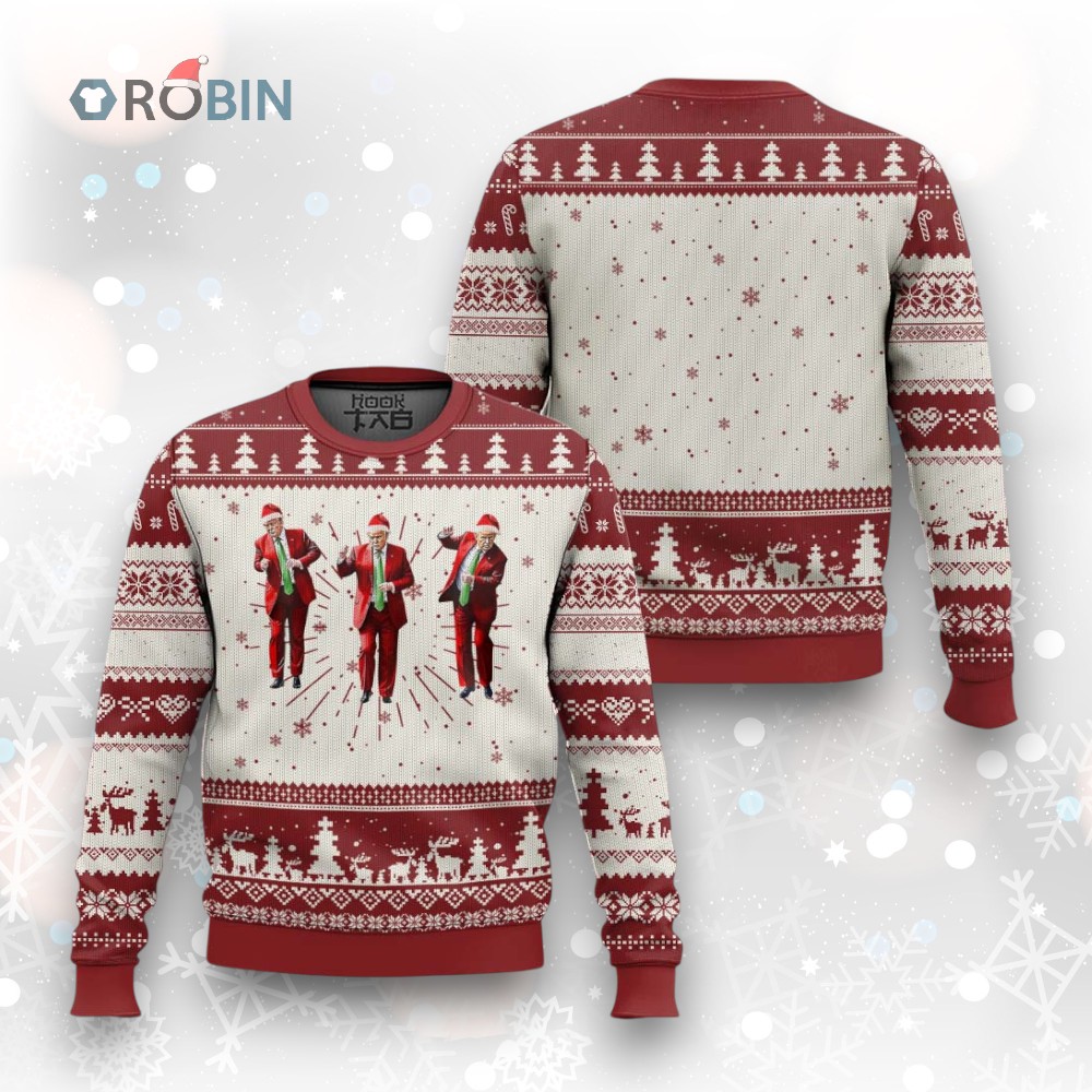 Funny Trump Dance Xmas Ugly Christmas Sweater Santa Claus 2024 Xmas Pajamas Holiday Funny Trump Dance Xmas Ugly Christmas Sweater Santa Claus 2024 Xmas Pajamas Holiday