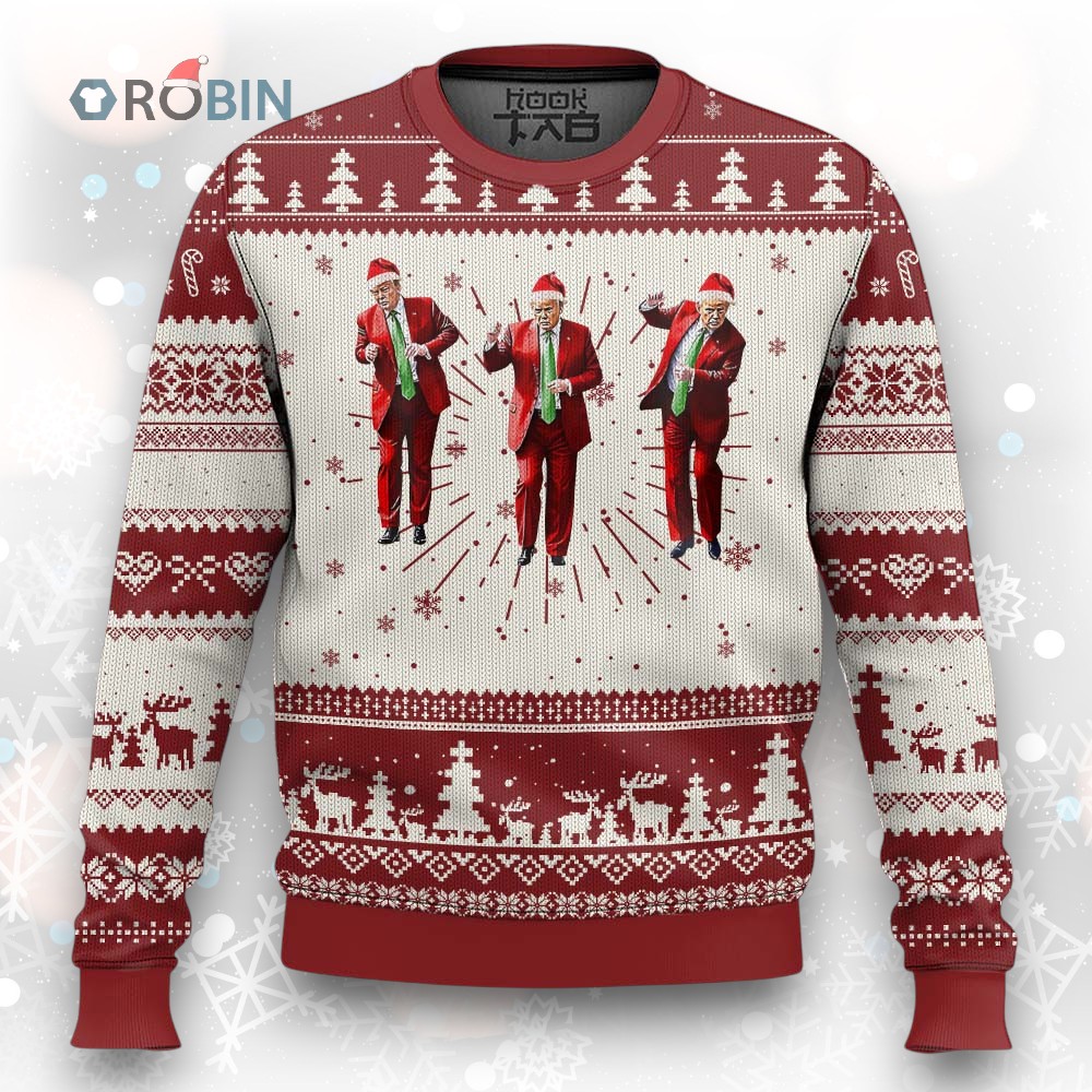 Funny Trump Dance Xmas Ugly Christmas Sweater Santa Claus 2024 Xmas Pajamas Holiday Funny Trump Dance Xmas Ugly Christmas Sweater Santa Claus 2024 Xmas Pajamas Holiday