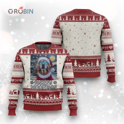 Funny Xmas Golden Retriever Ugly Christmas Sweater Merry Woofmas Christmas Starry Night Dog Lover