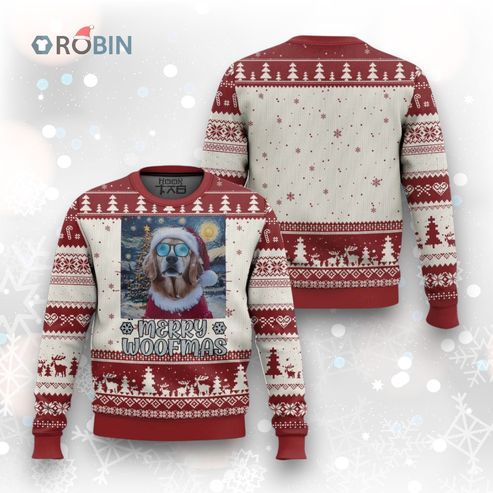 Funny Xmas Golden Retriever Ugly Christmas Sweater Merry Woofmas Christmas Starry Night Dog Lover Funny Xmas Golden Retriever Ugly Christmas Sweater Merry Woofmas Christmas Starry Night Dog Lover
