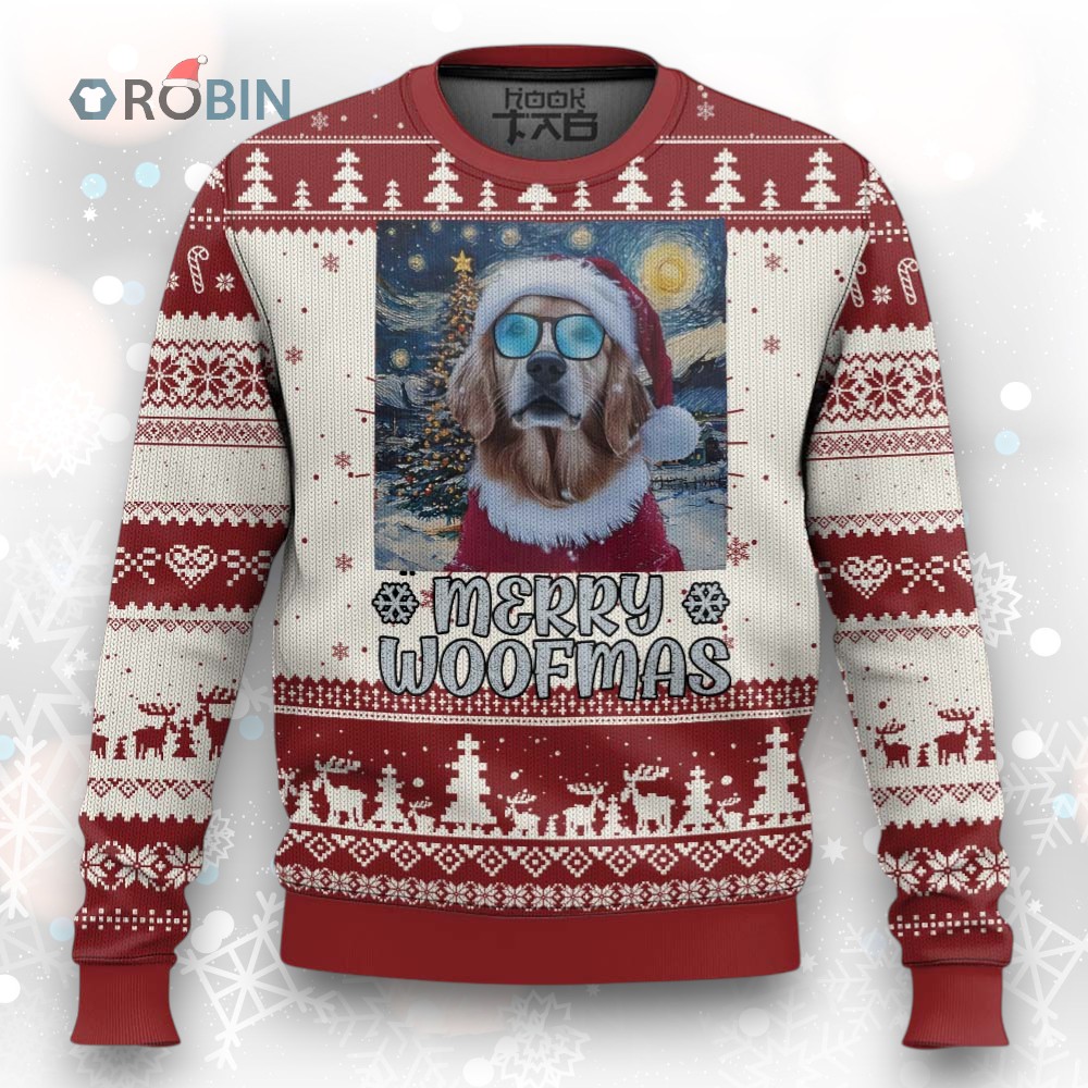 Funny Xmas Golden Retriever Ugly Christmas Sweater Merry Woofmas Christmas Starry Night Dog Lover Funny Xmas Golden Retriever Ugly Christmas Sweater Merry Woofmas Christmas Starry Night Dog Lover