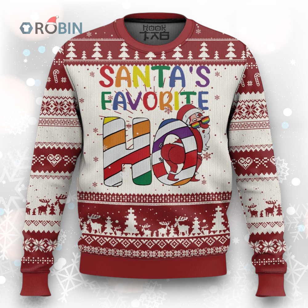 Funny Xmas LGBT Ugly Christmas Sweater Santas Favorite Ho Rainbow Funny Xmas LGBT Ugly Christmas Sweater Santas Favorite Ho Rainbow