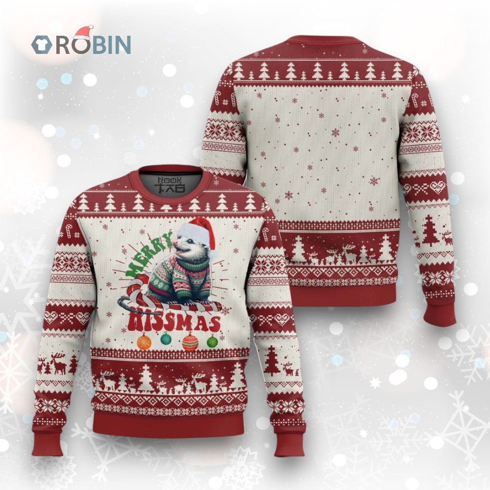 Funny Xmas Opossum Ugly Christmas Sweater Merry Hissmass Funny Xmas Opossum Ugly Christmas Sweater Merry Hissmass
