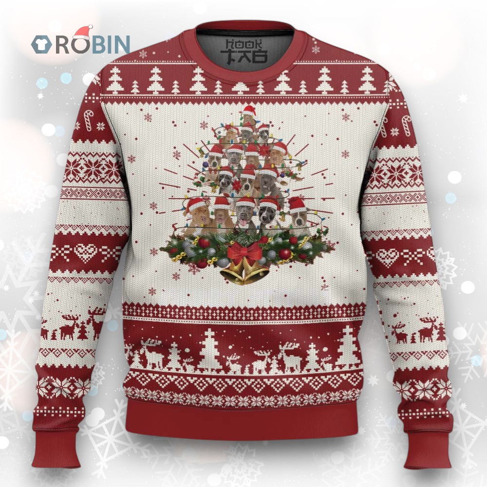 Funny Xmas Pitbull Ugly Christmas Sweater Merry Pitmas Christmas Tree Dog Lover Funny Xmas Pitbull Ugly Christmas Sweater Merry Pitmas Christmas Tree Dog Lover