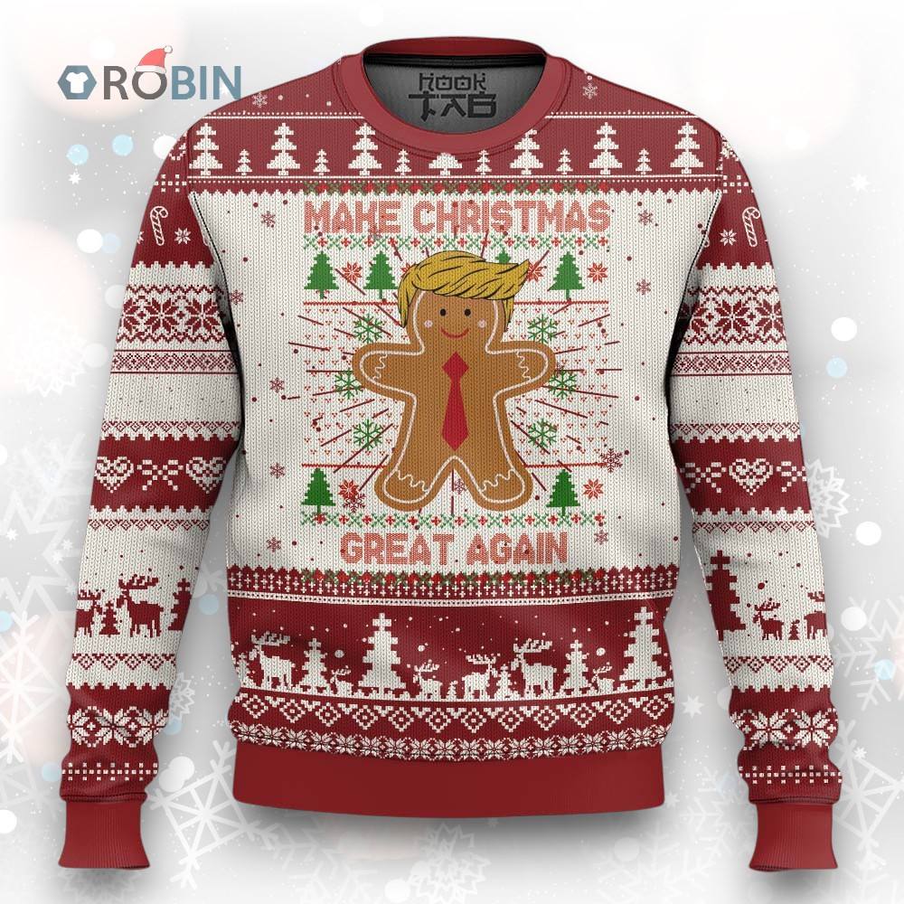 Funny Xmas Trump Ugly Christmas Sweater Gingerbread Trump Make Christmas Great Again Funny Xmas Trump Ugly Christmas Sweater Gingerbread Trump Make Christmas Great Again