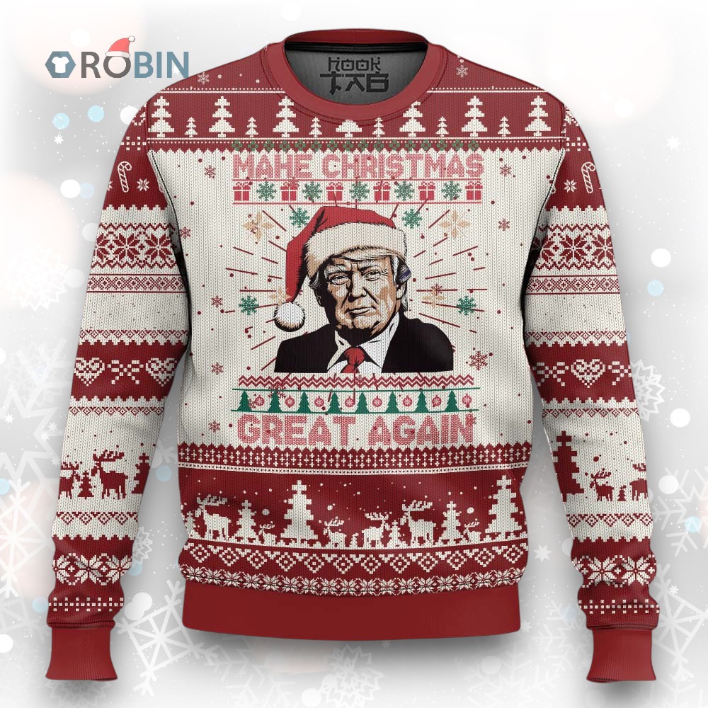 Funny Xmas Trump Ugly Christmas Sweater Make Christmas Great Again Funny Xmas Trump Ugly Christmas Sweater Make Christmas Great Again