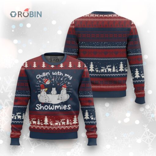 Funny Xmas Ugly Christmas Sweater Chillin With My Snowmies Funny Snowman Friendship