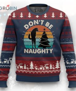 Funny Xmas Ugly Christmas Sweater Don’t Be Naughty Dog Peeing Christmas Tree