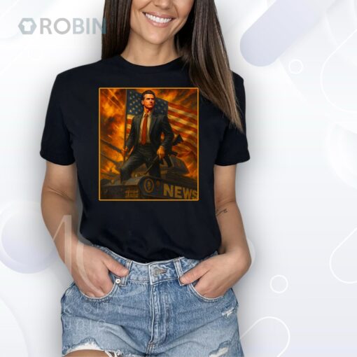 Gavin Newsom Patriotic Tank with Flag and Rifle Artwork Premium Shirt