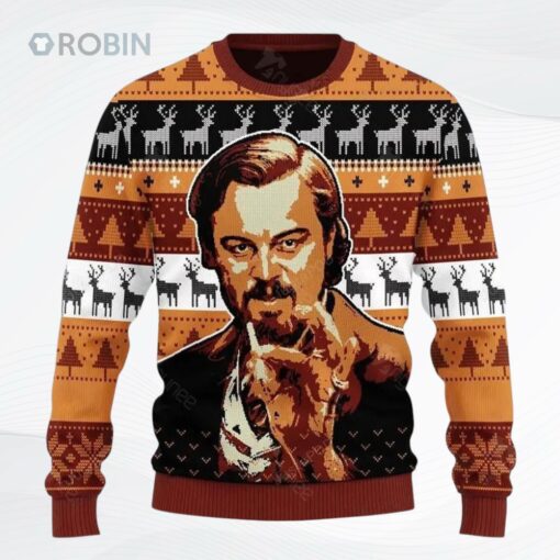Gearhomies Leo Pointing All Over Printed Ugly Christmas Sweater