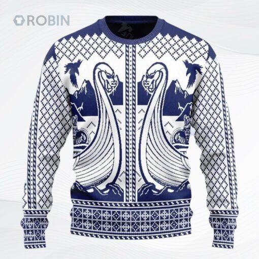 Gearhomies Viking Boat Ugly Christmas Sweater, Sweatshirt