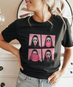 Ghostface Bubble Pink Gum Halloween Shirt