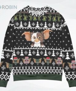Gizmo The Gremlins Pine Tree Snowflake All Over Printed Ugly Christmas Sweater