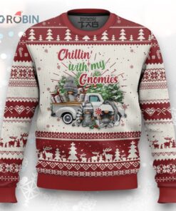 Gnome Christmas Ugly Christmas Sweater Chillin With My Gnomies Xmas Truck