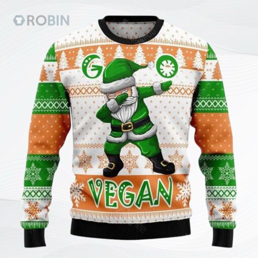 Go Vegan Dabbing Santa Ugly Christmas Sweater