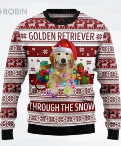 Golden Retriever Through The Snow Ugly Christmas Sweater, Sweatshirt