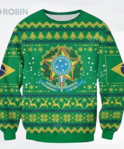 Green Brazil All Over Printed Ugly Christmas Sweater