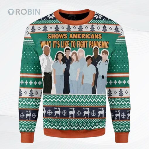Greys Anatomy All Over Printed Ugly Christmas Sweater, Sweatshirt