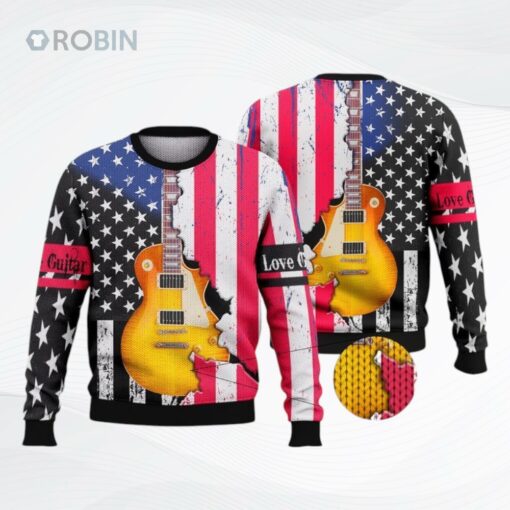 Guitar Art Musical Instrument Full Printing Fashion Ugly Christmas Sweater, Sweatshirt