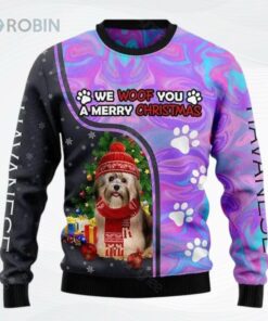 Havanese Hologram Color Ugly Christmas Sweater