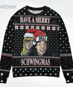 Have A Merry Schwingmas Wayne Is World Snowflake Ugly Christmas Sweater