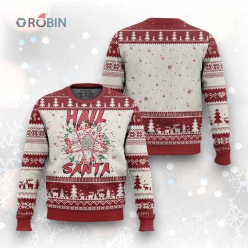 Hail Santa Ugly Christmas Sweater Candy Pentagram Xmas Devil